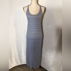 NWOT Tag Brand Blue & White Striped Racerback Maxi Dress